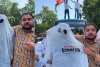 भूत का रूप धारण कर युवा कांग्रेस का प्रदर्शन, ज्ञानेश कुमार के इस्तीफे की मांग