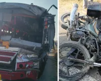 हरियाणा में तेज रफ्तार ने लील ली 4 जिंदगी : रॉन्ग साइड से ट्रक ने बस को मारी टक्कर, कार और बाइक को कुचलते हुए पलटा