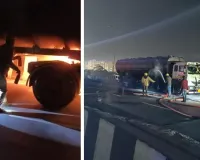 जयपुर अजमेर हाईवे पर लगी केमिकल से भरे ट्रक में आग, बड़ा हादसा टला 