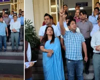 सवाई मानसिंह चिकित्सालय जयपुर के ट्रॉमा सेंटर  में नर्सिंग कर्मियों ने निलंबन का किया विरोध, प्रदर्शन कर जताई नाराजगी