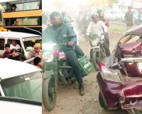 वीआईपी मूवमेंट में रुके वाहनों को तेज रफ्तार स्लीपर बस ने मारी टक्कर : गेट तोड़कर निकाले घायल, चालक गिरफ्तार