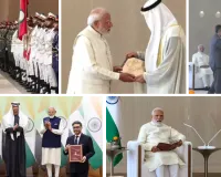 अबू धाबी पहुंचे पीएम मोदी:  राष्ट्रपति मोहम्मद बिन जायेद ने किया एयरपोर्ट पर जोरदार स्वागत, मिला गार्ड ऑफ ऑनर