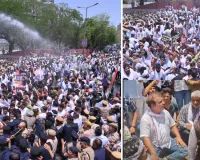 नीट पेपर लीक के विरोध में कांग्रेस का प्रदर्शन : बैरिकेड्स पर चढ़े कार्यकर्ताओं पर पुलिस ने किया वाटर कैनन का इस्तेमाल, धरने पर बैठे खाचरियावास