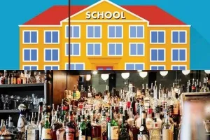 जागो सरकार: एक तरफ स्कूल तो दूसरी तरफ शराब की दुकान