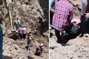 सीवरेज लाइन खुदाई के दौरान हादसा: मिट्टी ढहने से दो मजदूर दबे, एक की मौत, दूसरा घायल