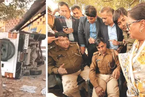 राजे के काफिले की पुलिस गाड़ी पलटी, 7 पुलिसकर्मी घायल