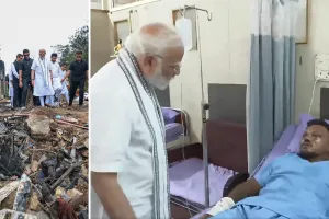 मोदी ने विमान दुर्घटनास्थल का लिया जायजा : अस्पताल में घायलों का जाना हाल, एकमात्र जीवित बचे व्यक्ति रमेश विश्वास से भी की मुलाकात 