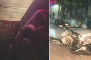 कार से टकराई थार, अनियंत्रित हो बेसमेंट में जा लटकी, थार चालक मौके से फरार 