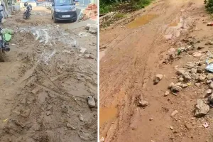 सड़क पर कीचड़ और गंदे पानी से परेशानी