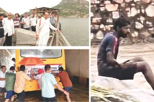 नयनों में उतरी झीलें, आयड़ नदी में उफान, चार घंटे की बारिश से हा-हाकार : नदी किनारे कॉलोनियों के घरों में घुसा पानी, 5 घंटे चट्टान पर फंसा रहा युवक