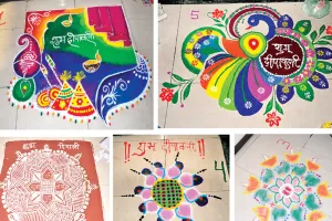  दैनिक नवज्योति कार्यालय में रंगोली बनाओ प्रतियोगिता का आयोजन, रंगों की भाषा में बोली छात्राओं की कला