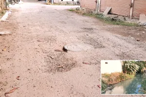 कोटा दक्षिण वार्ड 18 : सीवरेज चैंबरों का गलत लेवल, रोड क्षतिग्रस्त, नालों पर ढकान नहीं होने से नालियों में गंदा पानी जमा 