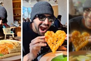 कार्तिक आर्यन ने अहमदाबाद में उठाया जलेबी और कुरकुरे फाफड़ा का लुत्फ, मिठाई के साथ पोज देते आए नजर 