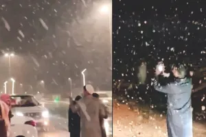 सऊदी अरब में कुदरत का करिश्मा : रेगिस्तान में बर्फबारी से लुढ़का पारा, वीडियो सोशल मीडिया पर हो रहा वायरल 