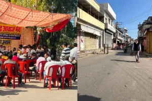 केन्द्रीय विद्यालय को लेकर पांचवें दिन भी राजगढ़ कस्बा बंद , मुकेश जैमन सहित 5 लोग बैठे आमरण अनशन पर 