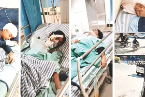 रफ्तार से दौड़ रही कार ने स्कूली वैन को मारी टक्कर : छह बच्चों समेत चालक घायल, 50 फीट दूर उछलकर पलटी वैन