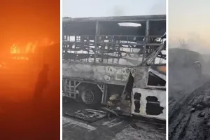 मथुरा एक्सप्रेसवे हादसा : सात बसें व तीन कारें टकराईं, चार यात्रियों की दर्दनाक मौत