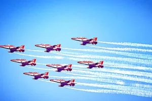 वायु सेना की ओर से रिहर्सल : जलमहल के ऊपर गरजेंगे जेट, सूर्यकिरण एरोबैटिक टीम का जयपुर में भव्य एयर शो