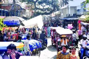 अतिक्रमण : चांदपोल बाजार में ठेलों की वजह से दिनभर जाम, राहगीरों और वाहन चालकों को परेशानी