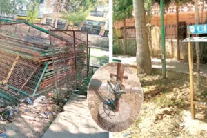 बदहाल हो रहे पार्क : चोरी हो रहे सामान ; सुरक्षा दीवारों के साथ झूले भी टूटे, मैदान में हो रहे गड्ढ़े