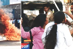 नोएडा में हिंसक प्रदर्शन : 150 गाड़ियां तोड़ीं, 50 गाड़ियां फूंकीं, पुलिस पर भी जमकर पथराव