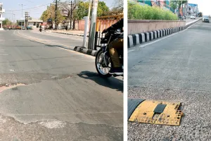 वाहनों की जगह जिंदगी पर लग सकता है ब्रेक,शहर में अधिकतर स्पीड ब्रेकर क्षतिग्रस्त
