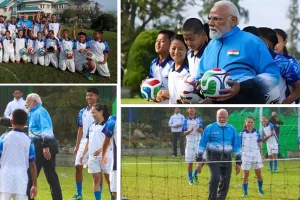 पीएम मोदी ने सिक्किम में बच्चों के संग खेला फुटबॉल : शेयर की खूबसूरत तस्वीरें, लिखा-इन खिलाड़ियों के साथ फुटबॉल खेलना ऊर्जा भरने वाला रहा
