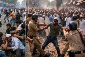 मुस्लिम युवक से मारपीट पर भोपाल में तनाव: पुलिस और भीड़ के बीच झड़प, चेहरे पर फेंका गोबर 