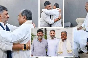 इस्तीफे से पहले इमोशनल हुए शिवकुमार: छुए सिद्दायमैयार के पैर, बोले- आलाकमान से किया वादा निभाएंगे सिद्धारमैया