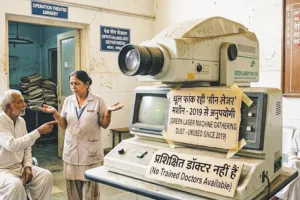 नेत्र विभाग को मोतियाबिंद, धूल फांक रही ग्रीन लेज़र मशीन