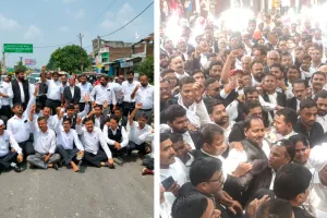 युवाओं पर लाठीचार्ज के खिलाफ अधिवक्ताओं का प्रदर्शन, कलेक्ट्रेट तक निकाला जुलूस; दोषियों पर कार्रवाई की मांग