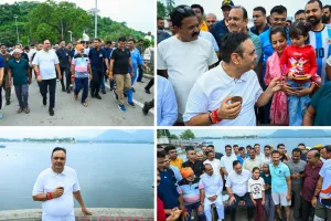 उदयपुर में CM भजनलाल का दिखा अलग अंदाज: फतेहसागर की पाल पर सुबह की सैर, लोगों संग पी चाय और बच्चों को दी चॉकलेट