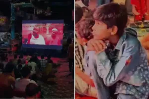 गणेश पंडाल में छाया हनुमान अंश का रोमांच, बड़ी स्क्रीन पर फिल्म देखने उमड़ी भीड़