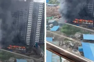 महाराष्ट्र में ऊंची इमारत में आग लगने से एक महिला की मौत :  25 लोगों को बचाया, कई लोग खुद ही बाहर निकले