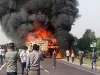 बाड़मेर में बस एवं ट्रेलर की टक्कर से आग लगने पर 11 लोगों की मौत
