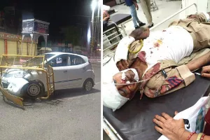 तेज रफ्तार कार ने 2 पुलिसकर्मियों को मारी टक्कर
